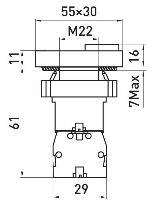 Кнопка Старт-Стоп E.NEXT e.mb.bw8465 IO 1NO+1NC 22 мм LED 220V Желтый (p0810121) - фото 2