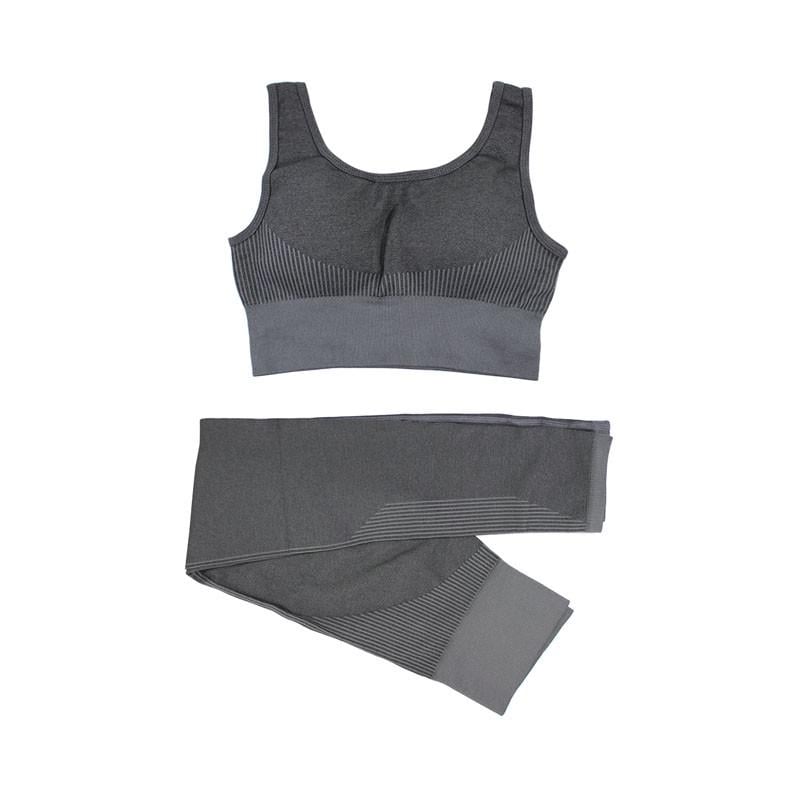 Комплект жіночий Lesko 6202 лосини і топ для фітнесу S Dark Grey