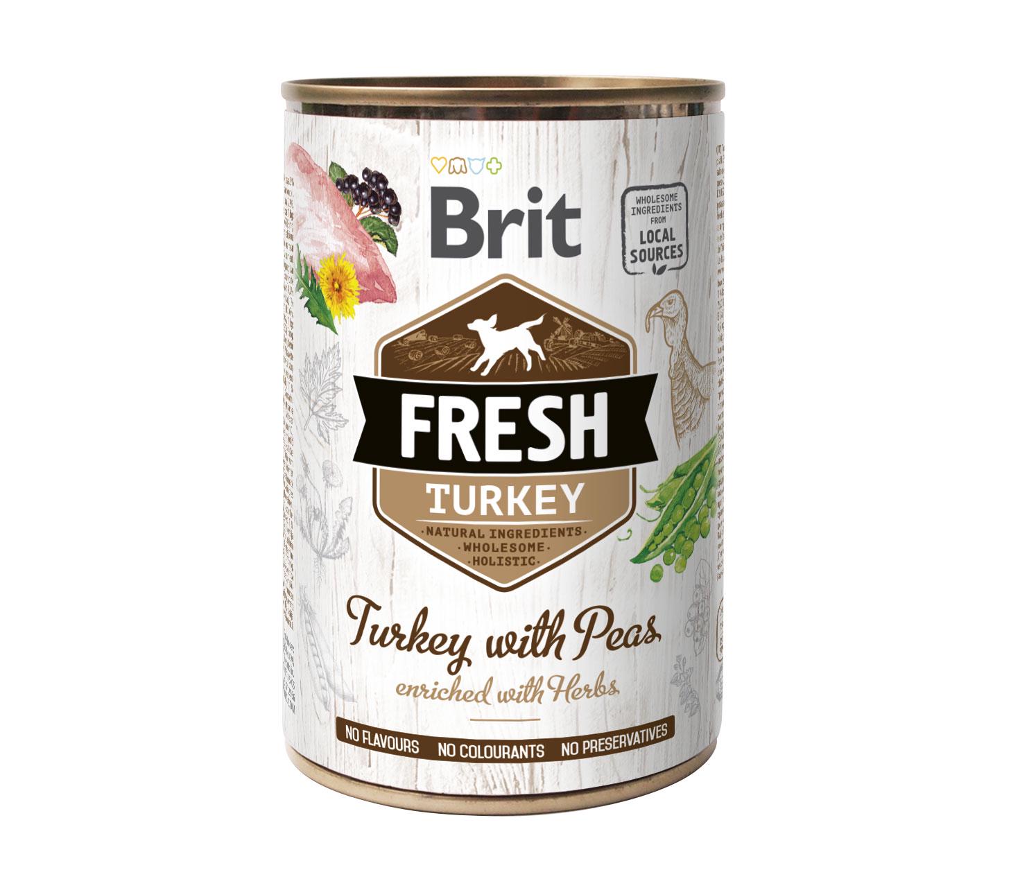 Корм консервований для собак Brit Fresh з індичкою/горошком 400 г (35874)