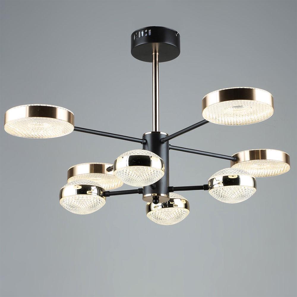 Люстра потолочная светодиодная Light House SRS-19688/4+4 COFFEE+GD Кофейный/Золотой