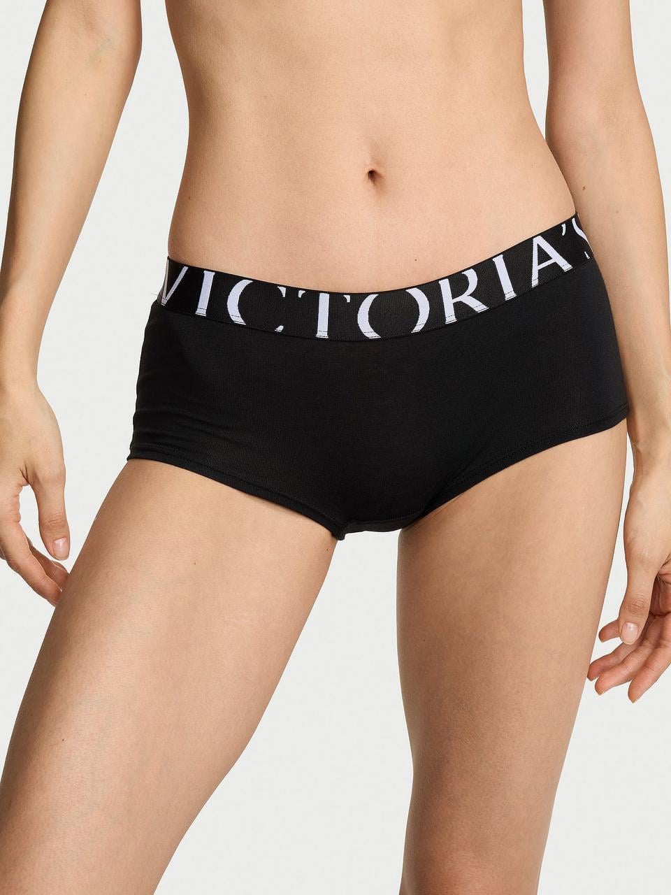 Трусики женские Victoria's Secret Exploded Logo Cotton Boyshort S Черный (2975581635182)