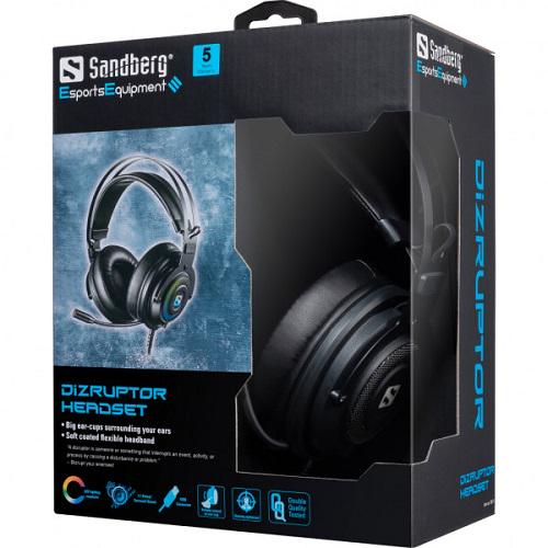 Гарнитура игровая Sandberg 126-11 Dizruptor Headset USB 7,1 RGB 2,2 USB Черный (570557) - фото 3