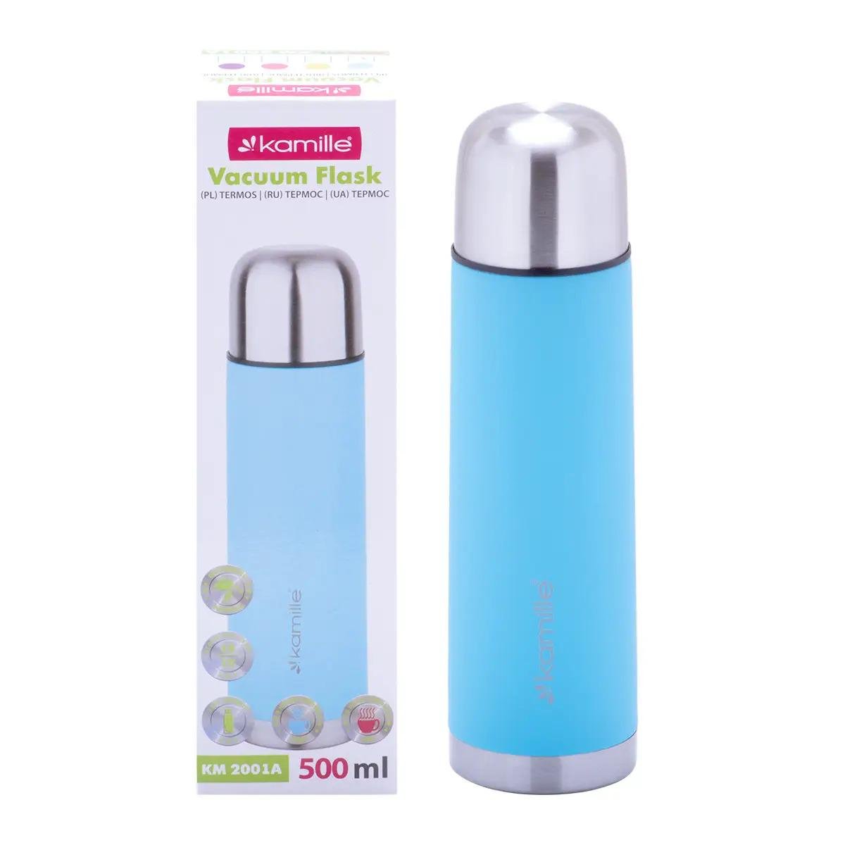 Термос Kamille KM-2001A-BL 500 мл Голубой (105290) - фото 1 Термос Kamille KM-2001A-BL 500 мл Голубой (105290) - фото 1