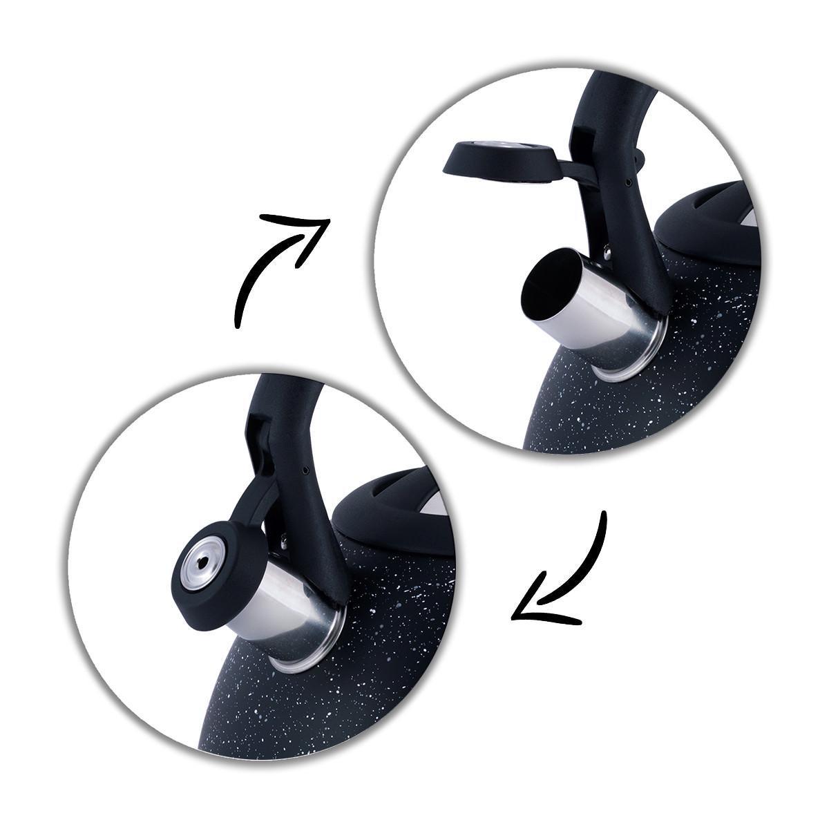 Чайник со свистком Kamille KM-1086 из нержавеющей стали и нейлоновой ручкой 2,7 л Черный мрамор (150-84-1086) - фото 5 Чайник со свистком Kamille KM-1086 из нержавеющей стали и нейлоновой ручкой 2,7 л Черный мрамор (150-84-1086) - фото 5