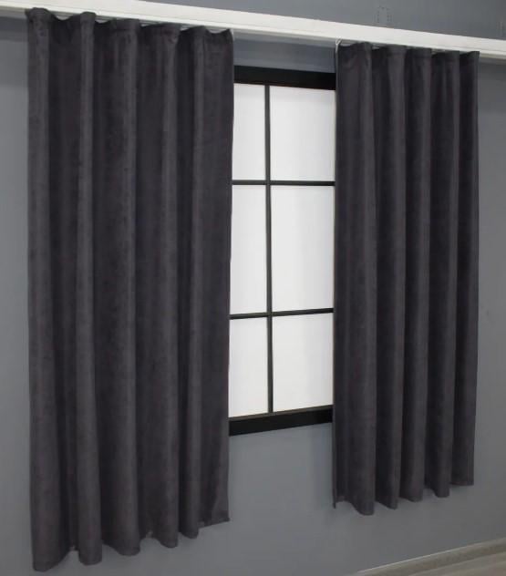 Комплект штор на кухню SPARTA мікровелюр 1,3х1,7 м 2 шт. Сірий (842ш) - фото 2