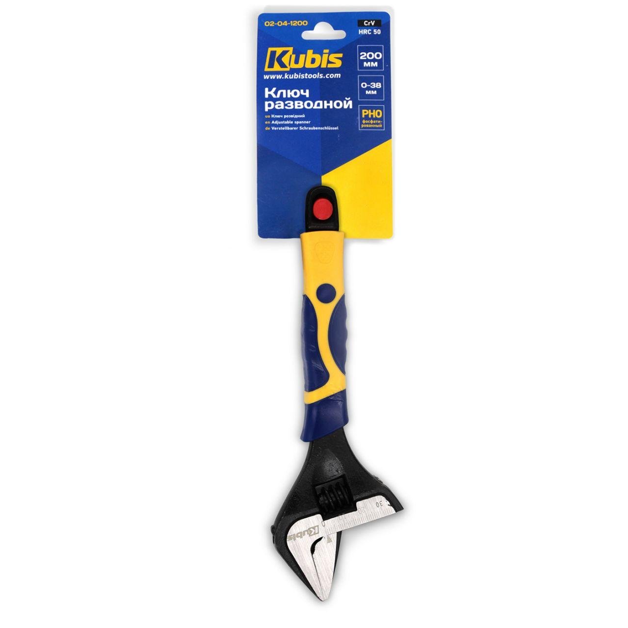 Ключ разводной фосфатированный Kubis 0-38 мм CrV 200 мм (02-04-1200) Ключ разводной фосфатированный Kubis 0-38 мм CrV 200 мм (02-04-1200)