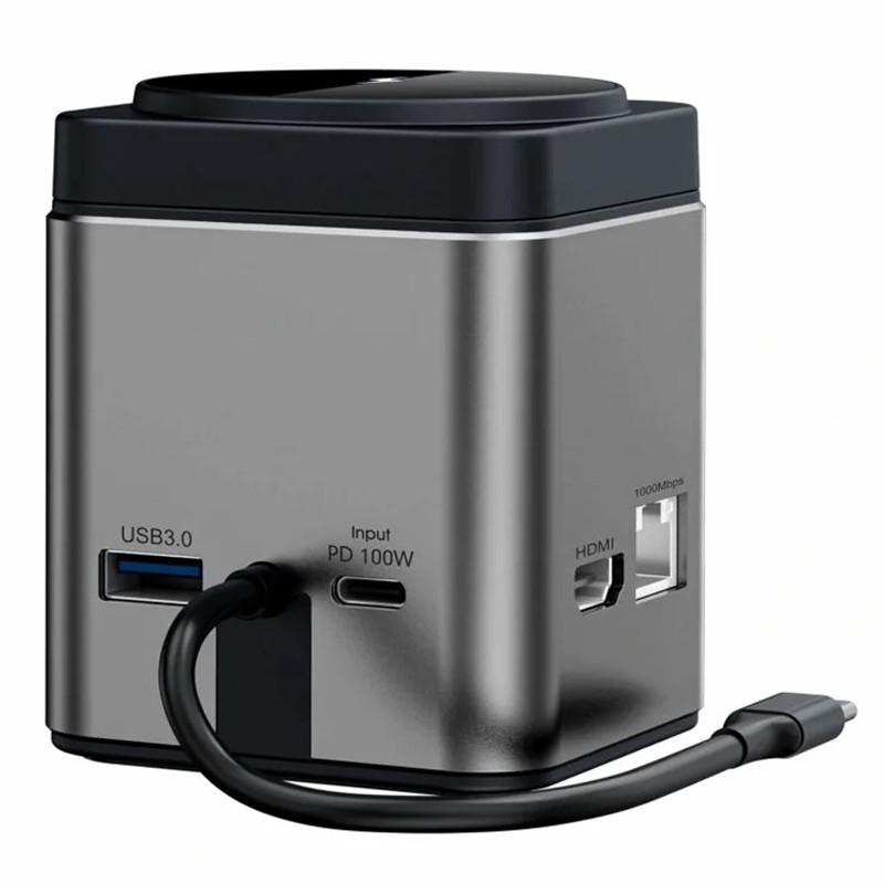 Зарядное устройство беспроводное HUB WIWU Wi-W025 Cub 9in1 USB-C Gray (00000071966_1)
