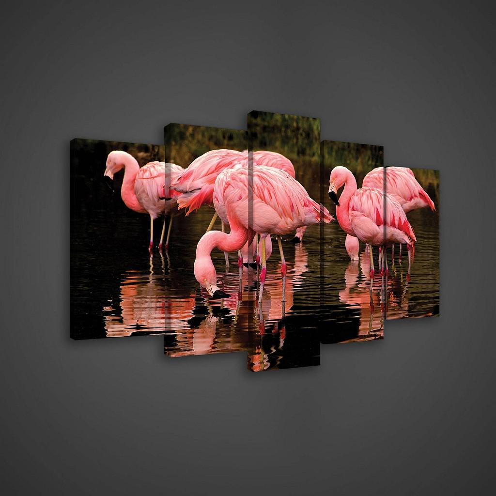 Модульная картина на холсте 2x20x40/2x20x50/1x20x60 см Птицы фламинго (PS2598S17)