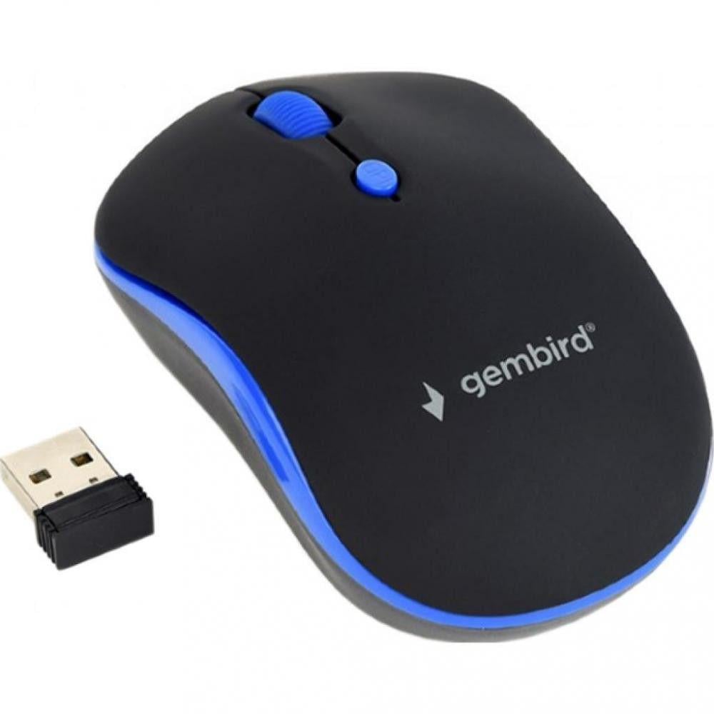 Мышь Gembird MUSW-4B-03-B wireless USB 800/1200/1600 dpi Black/Blue (101100)