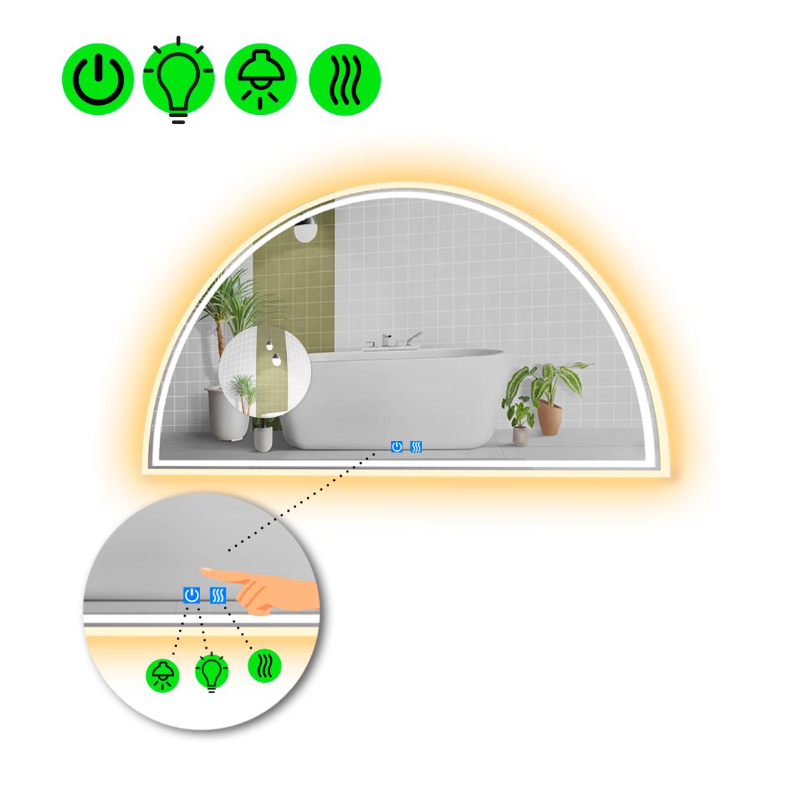 Зеркало LED подсветкой Cerhio 4 с двумя сенсорами и подогревом 110x55 см (8776889)
