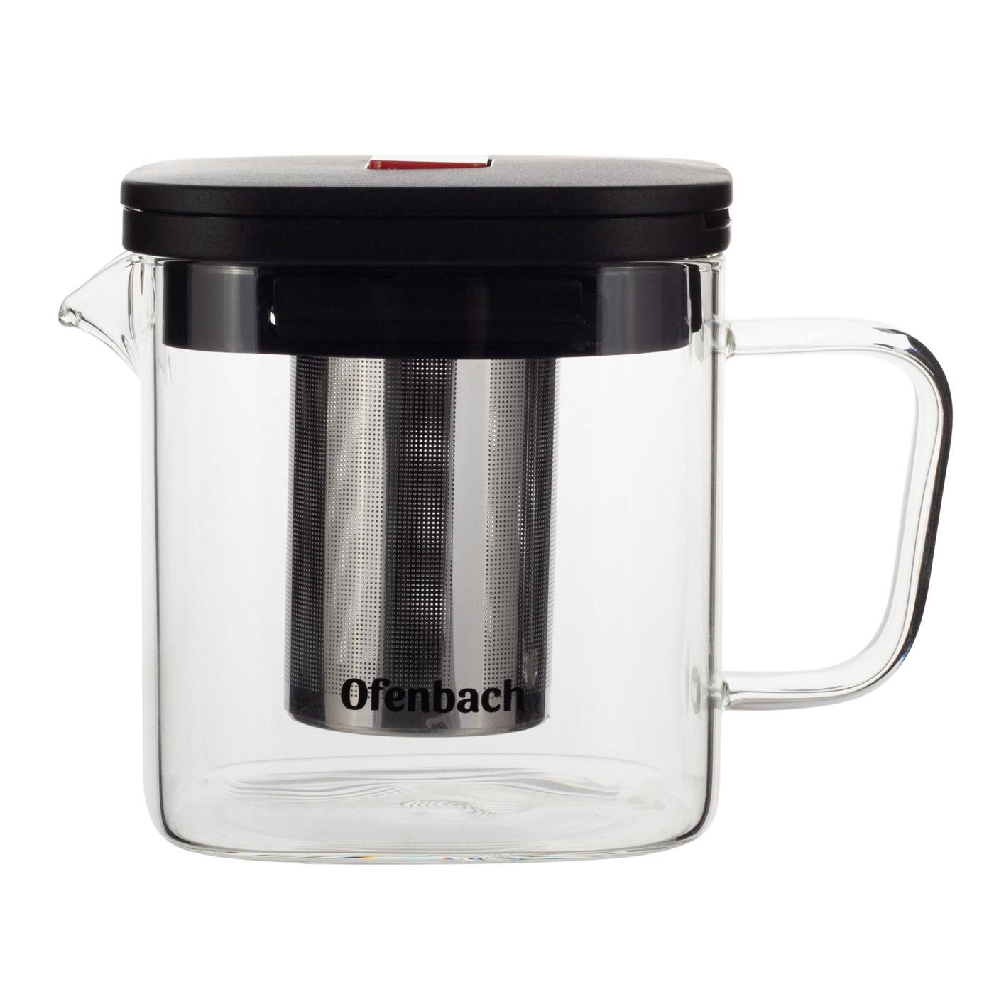 Заварочный чайник со съемным ситечком Ofenbach KM-100612S из термостойкого стекла 600 мл Прозрачный (150-84-100612S) - фото 1 Заварочный чайник со съемным ситечком Ofenbach KM-100612S из термостойкого стекла 600 мл Прозрачный (150-84-100612S) - фото 1