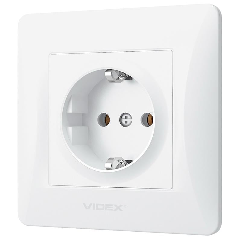 Одинарная розетка с заземлением Videx Binera VF-BNSK1G-W Белый
