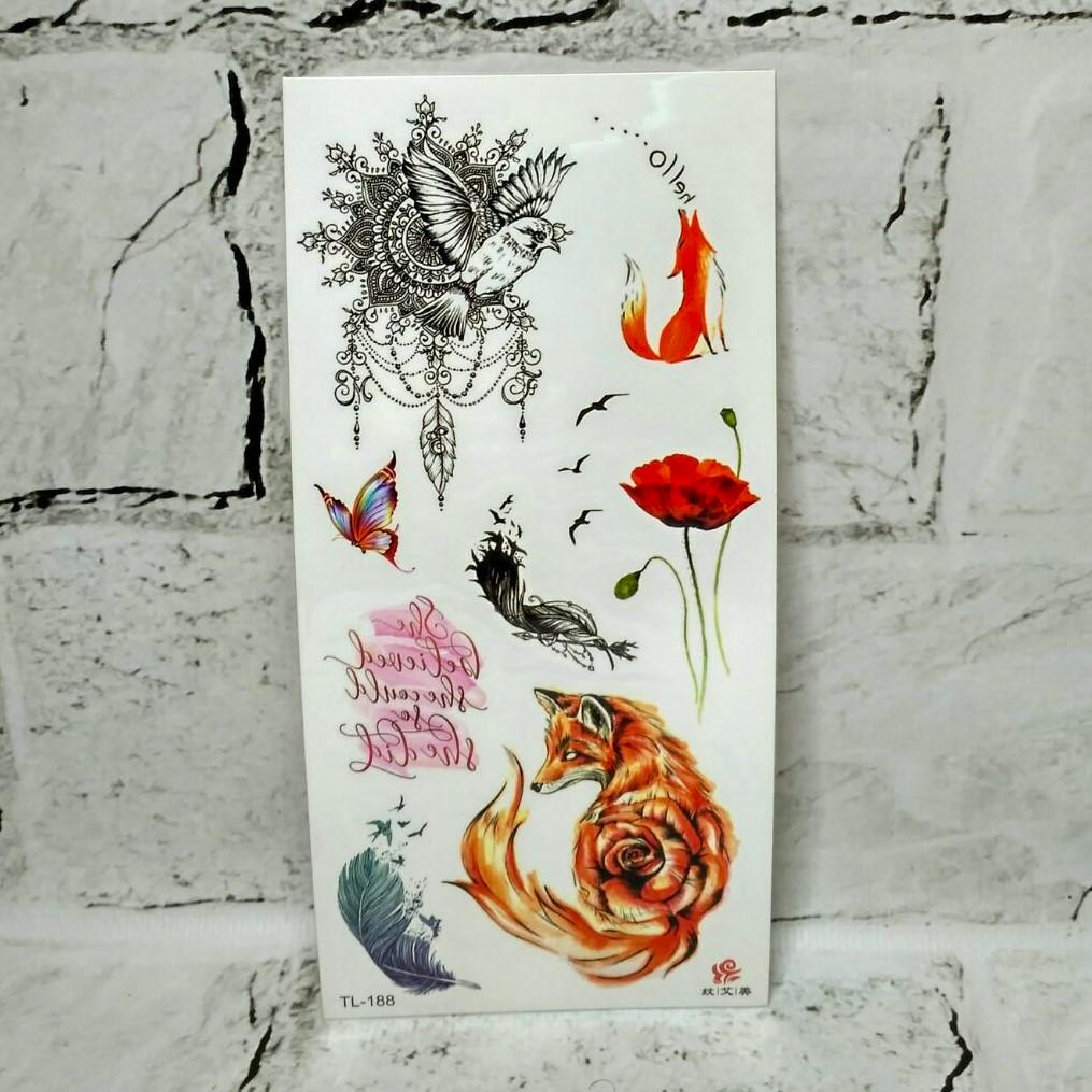Тату временные Микс лист 9x19 см (TL-188)