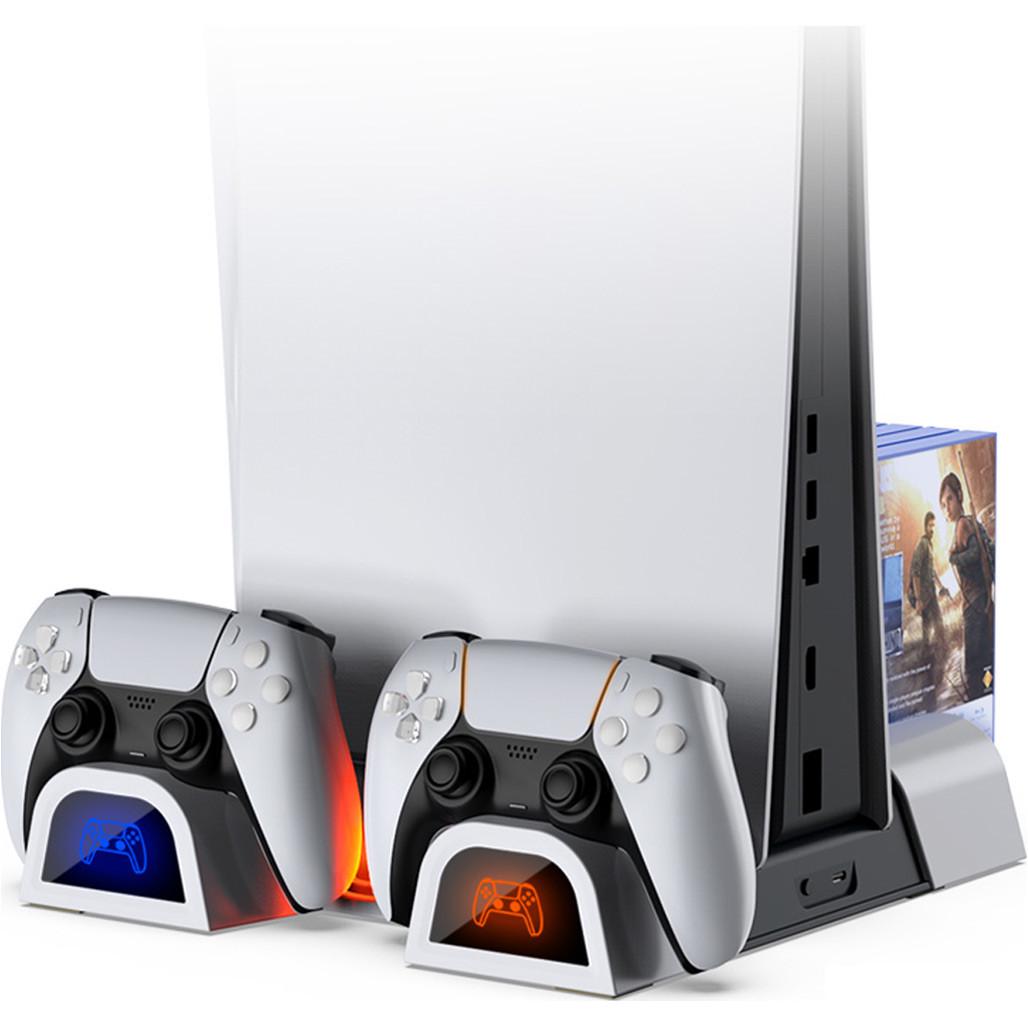 Док-станция мультифункциональная DOBE для PS5 Pro / Fat / Slim с LED зарядкой для 2-х геймпадов PS5 Dualsense (2671854584)