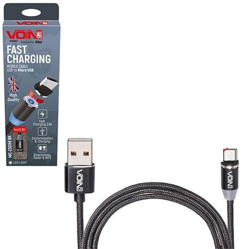 Кабель магнитный Voin MC-2301M BK для зарядки USB-Micro USB 2,4 А 1 м Black (00000053561)