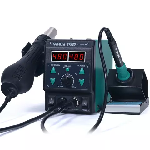 Паяльна станція YIHUA 8786D-I паяльник+фен 2 дисплея 2в1 Зедений (2689704366)