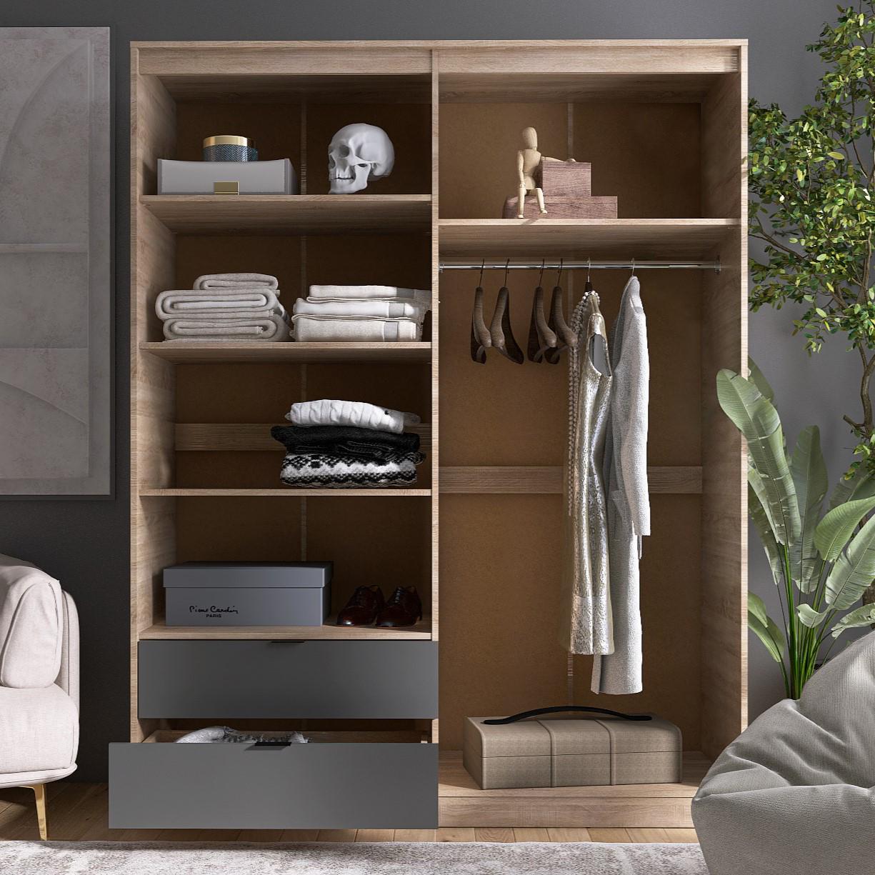 Шафа Everest Сіті 1600 1602х500х2046 мм Сонома/Графіт (11434) - фото 6 Шафа Everest Сіті 1600 1602х500х2046 мм Сонома/Графіт (11434) - фото 6