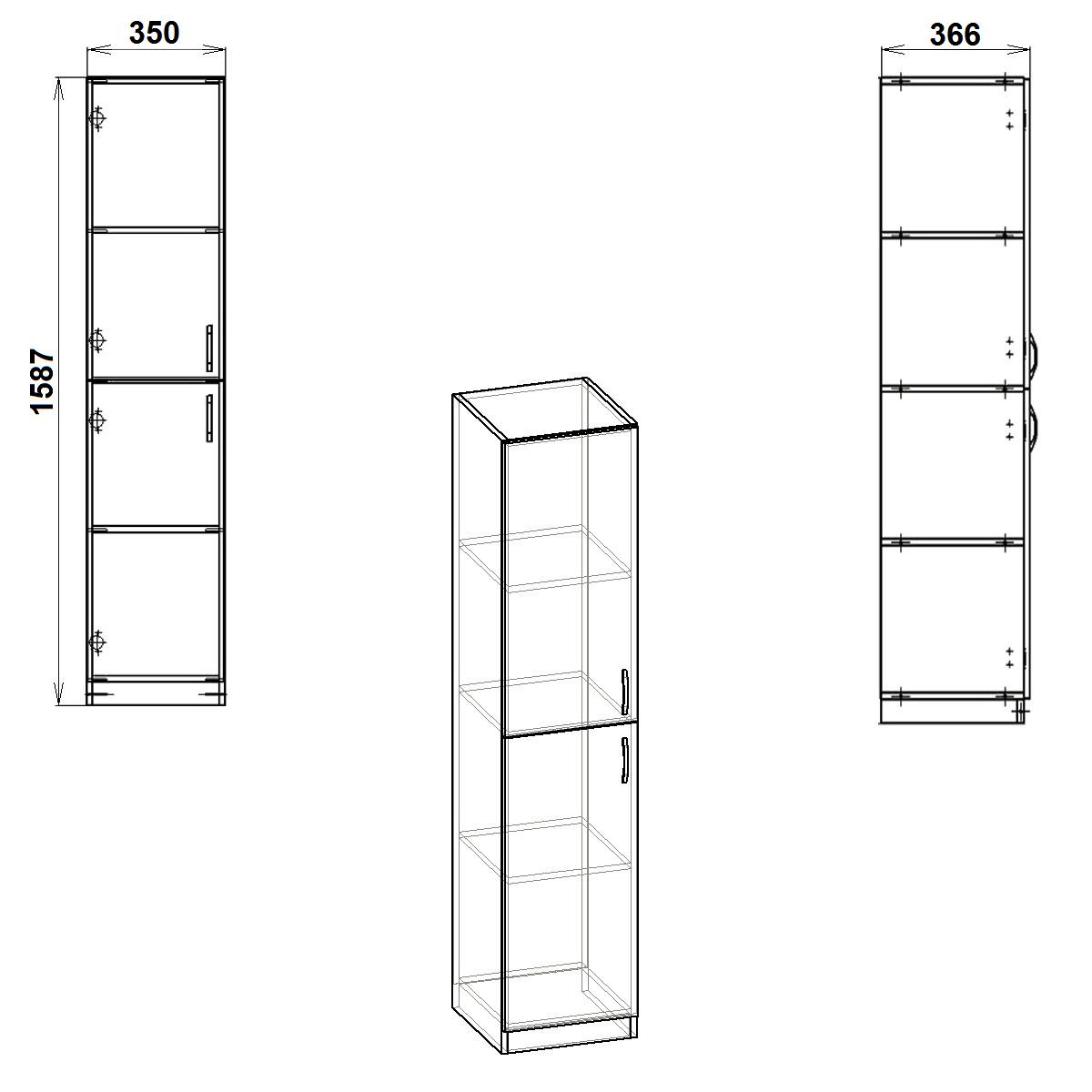 Шкаф книжный Компанит КШ 13 35х36,6х158,7 см Ольха (2334437) - фото 2