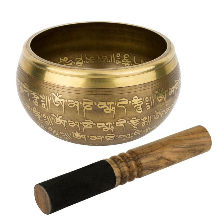 Співоча чаша Тибетська Ваджр подвійний Мантра Мані гравірування 157х157х85 мм Бронзовий (27680)