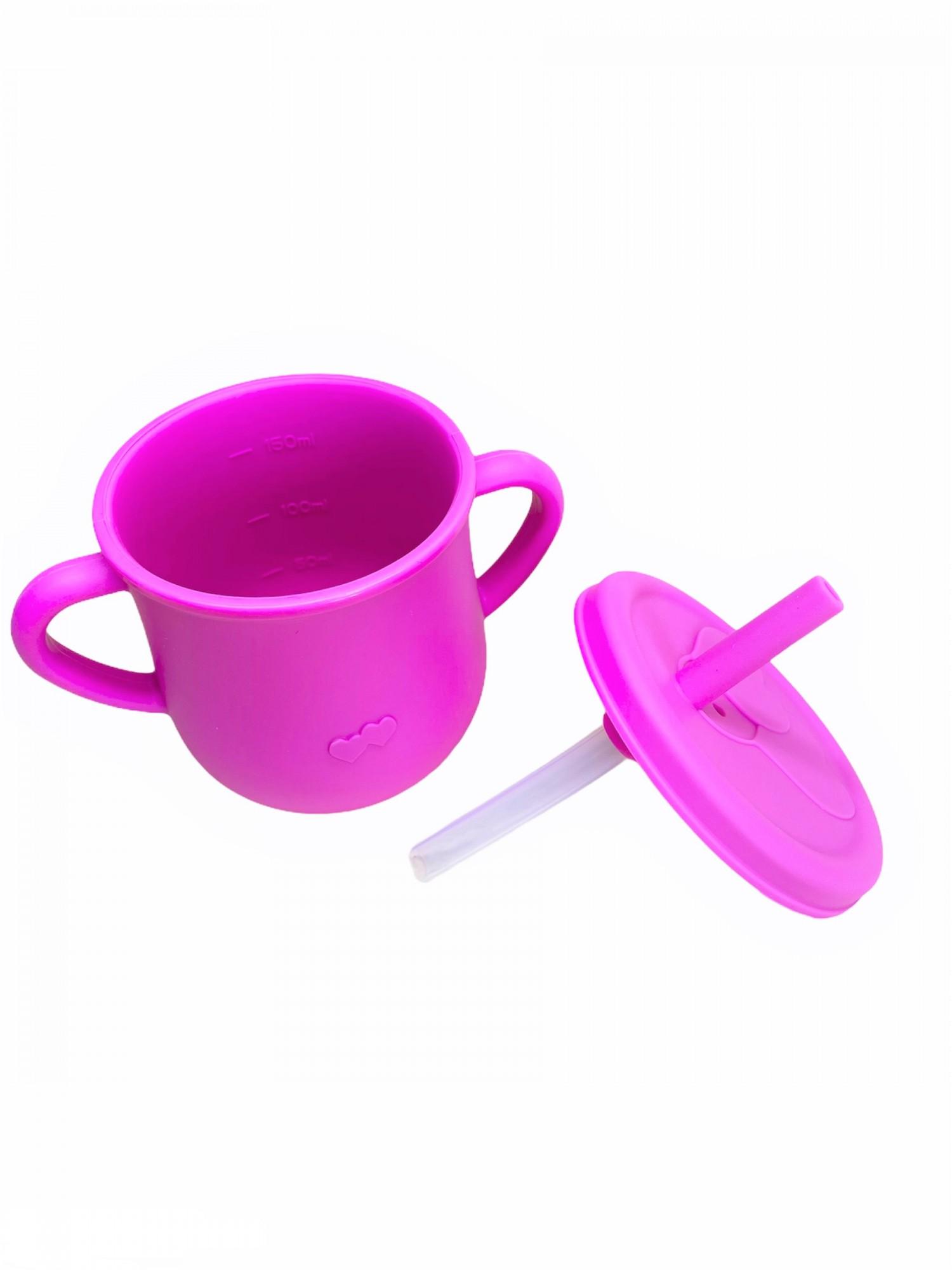 Набір дитячого посуду силіконового з присоскою тарілка/ложка/нагрудник/поїльник Рожевий (24043431) - фото 5 Набір дитячого посуду силіконового з присоскою тарілка/ложка/нагрудник/поїльник Рожевий (24043431) - фото 5