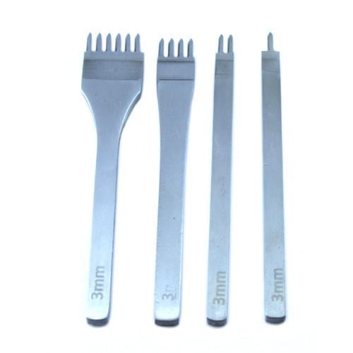Набор из 4 пробойников ромбовидных строчных для кожи шаг 3 мм зубец 2 мм (287747)