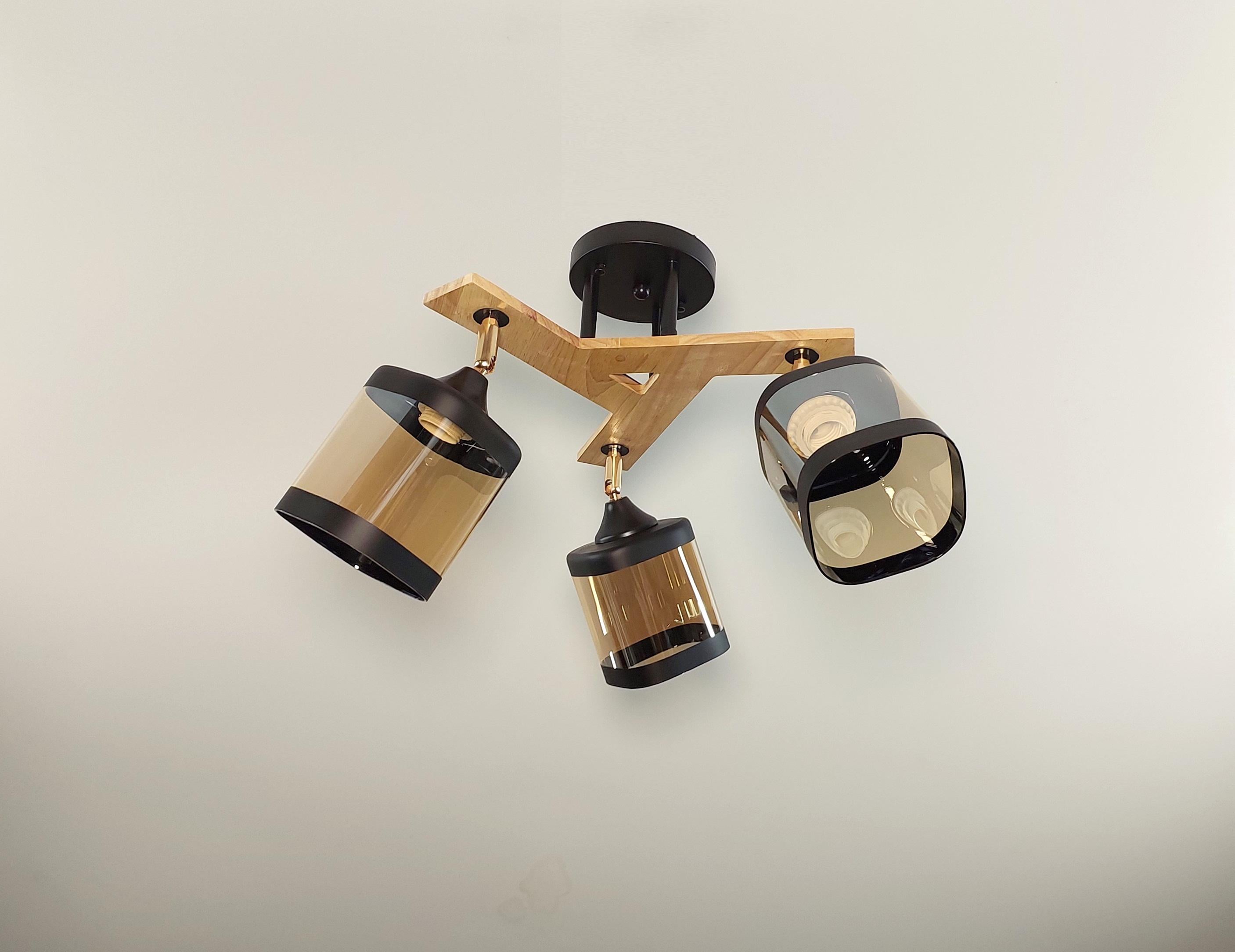 Люстра потолочная деревянная 5292/3 на 3 поворотных плафона Черный (23181966)