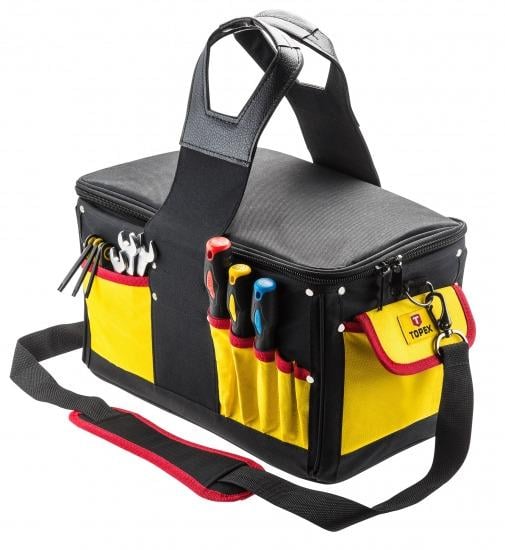Сумка для инструментов Topex 28 органайзеров/ремень/усиленные ручки 23х41х23 см (631413)