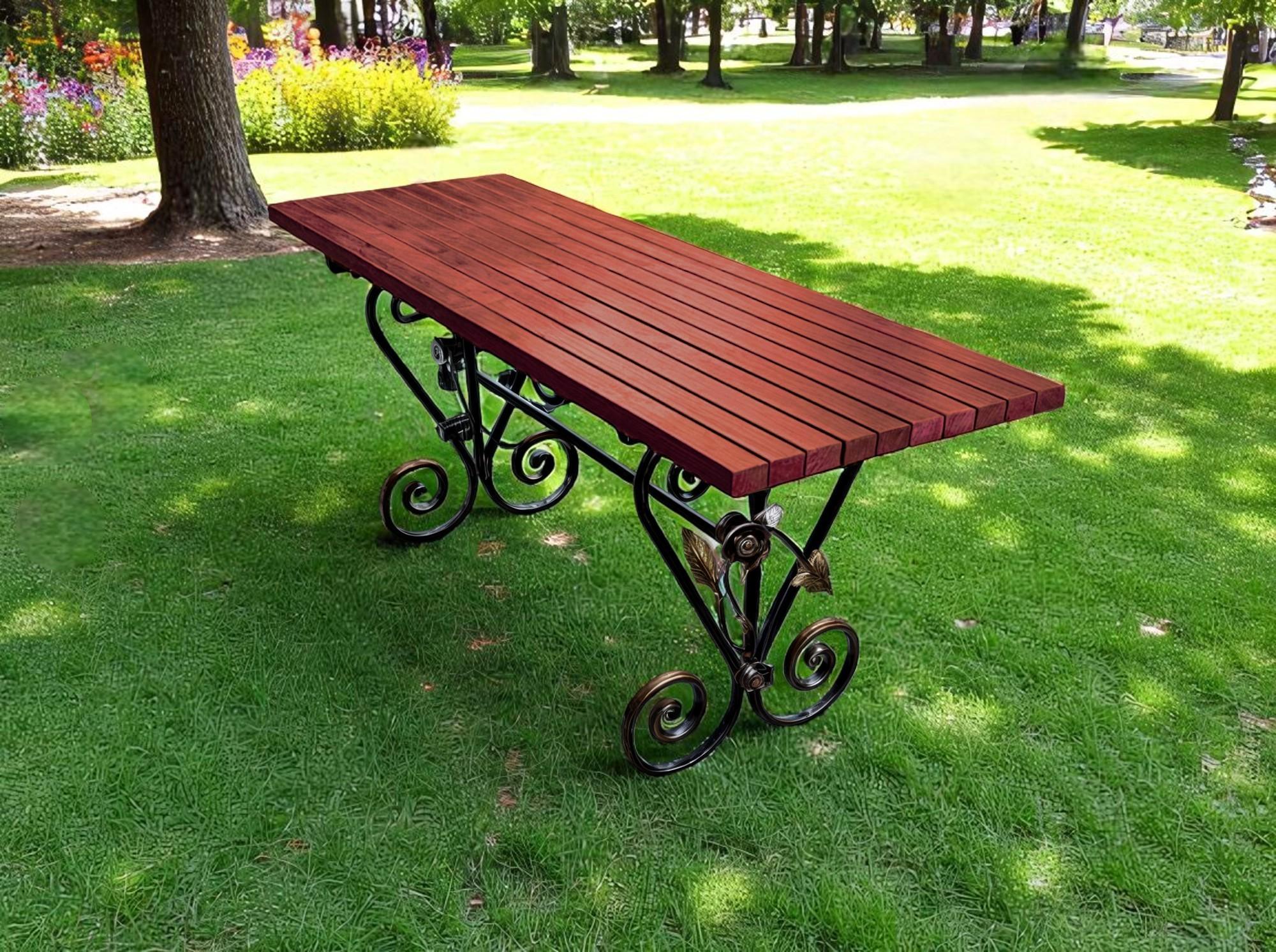 Стіл кований садовий Камелія для дачі/тераси/альтанки 2200х700х800 мм Макасар - фото 2