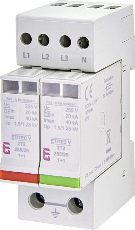 Ограничитель перенапряжения ETI ETITEC V 2T2 4Р 40кА 255В (2442945)