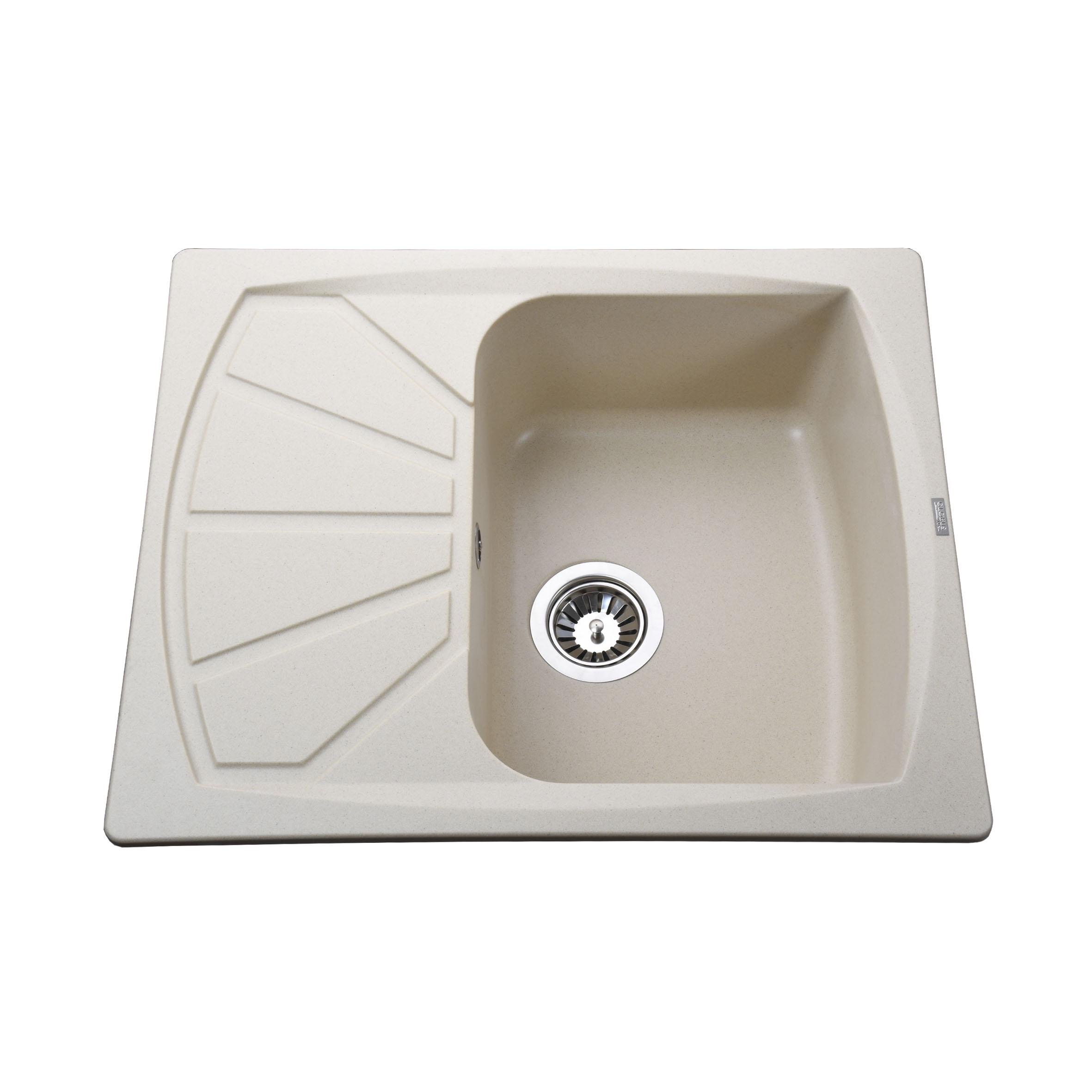 Мойка кухонная Globus Lux 000022422 гранитная прямоугольная 610x500 мм Бежевый (25953064)