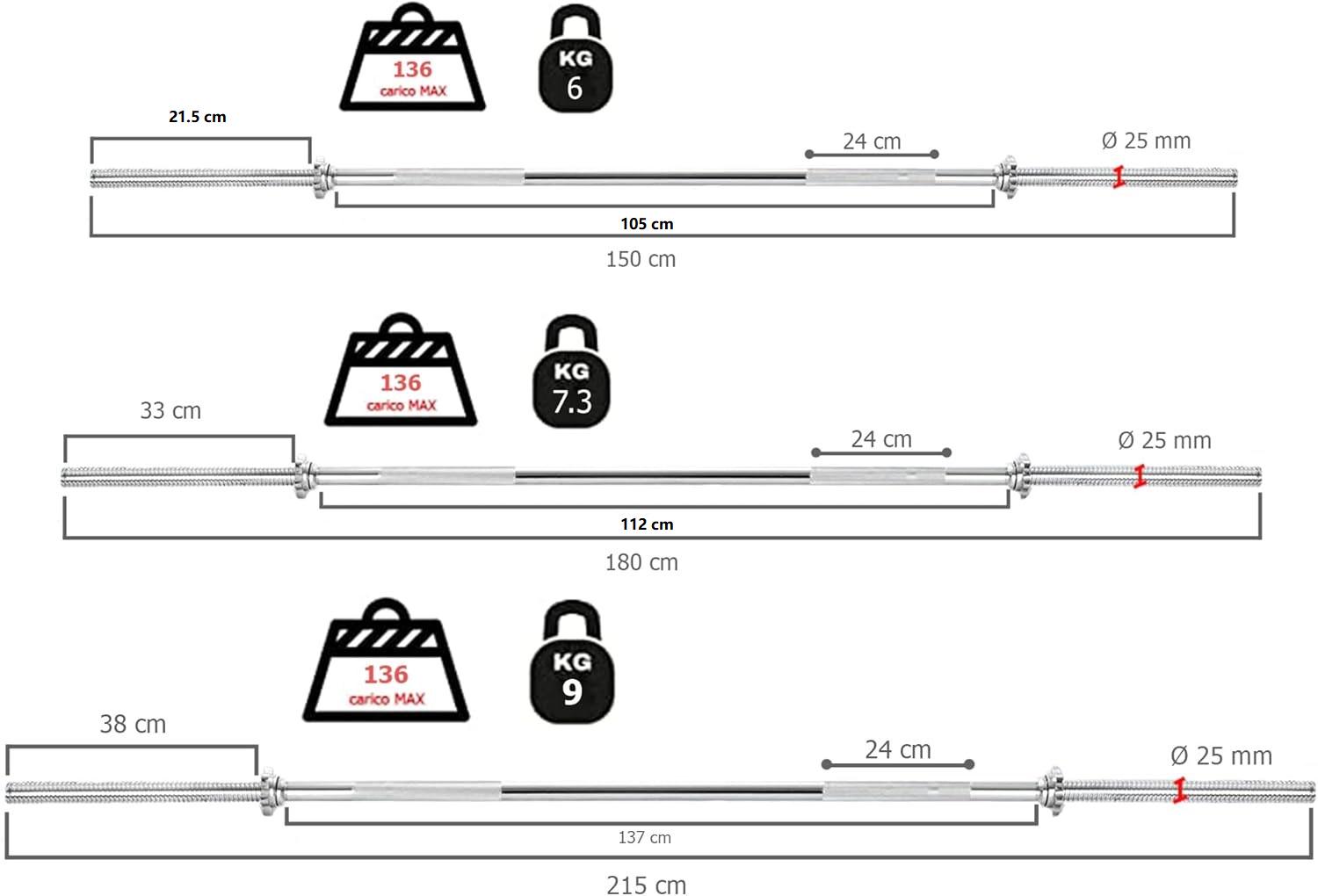 Гриф для штанги Toorx з пружинними замками 180 см/25 мм (BCF-180) - фото 2 Гриф для штанги Toorx з пружинними замками 180 см/25 мм (BCF-180) - фото 2