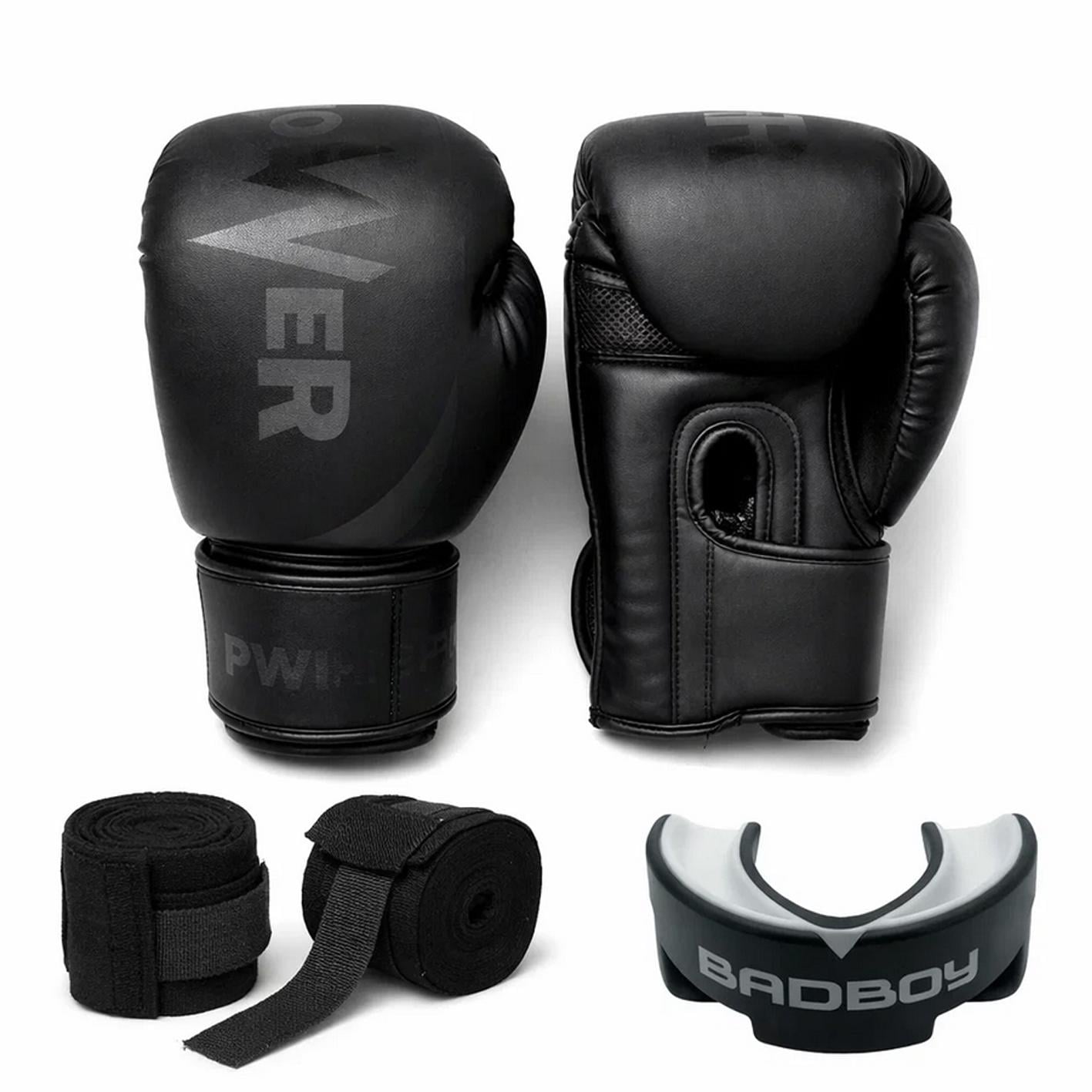 Боксерські рукавиці NEwt Fight Power та капа для боксу та бинти набір для боксу 8 oz Чорний (NE-SP-BOX-SET3)