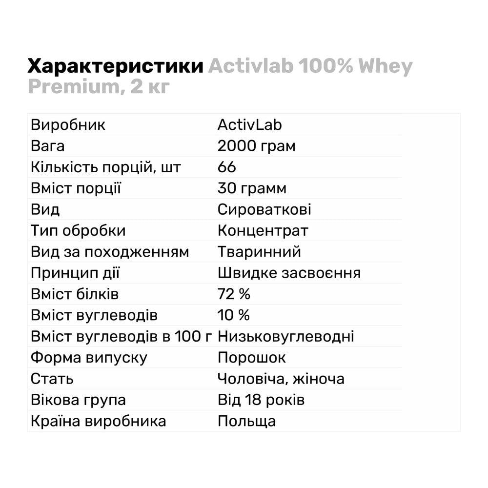 Протеин Activlab 100% Whey Premium 2 кг Шоколад (6355V10752) - фото 2