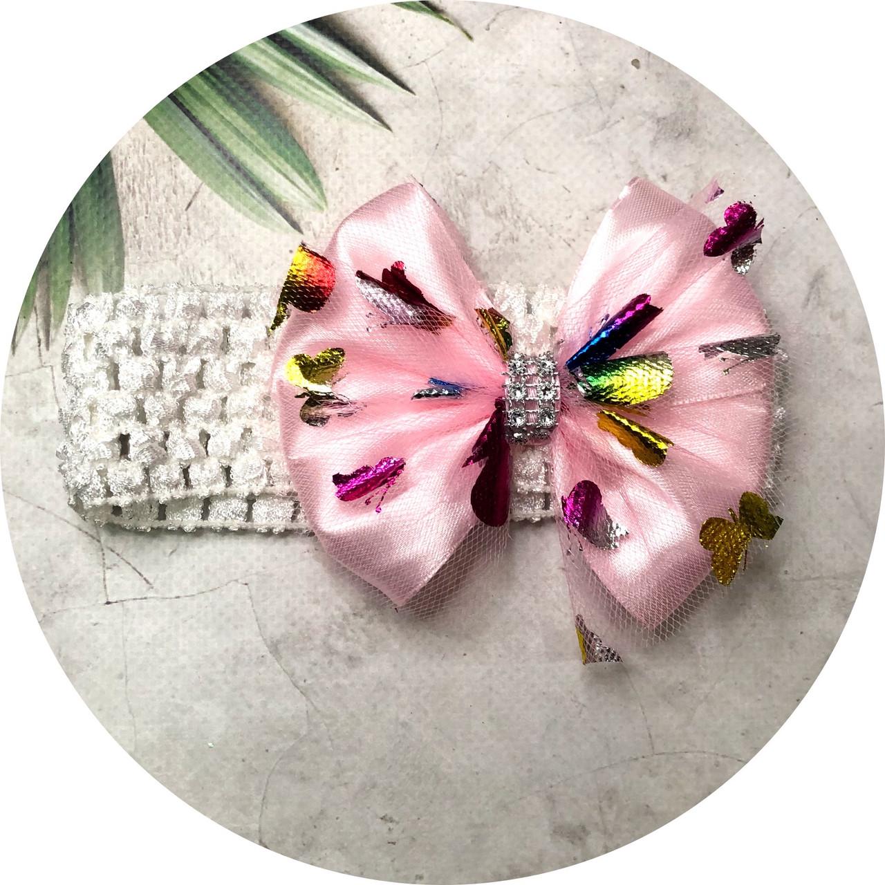 Повязка на голову с бантом Светло-розовый (2589994)