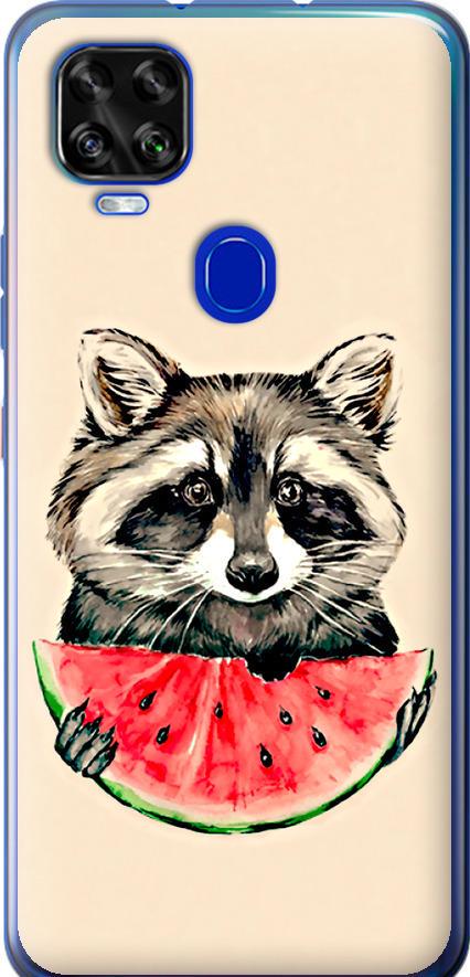 Чехол на ZTE Blade V2020 Енотик с арбузом (4605u-2529-42517)