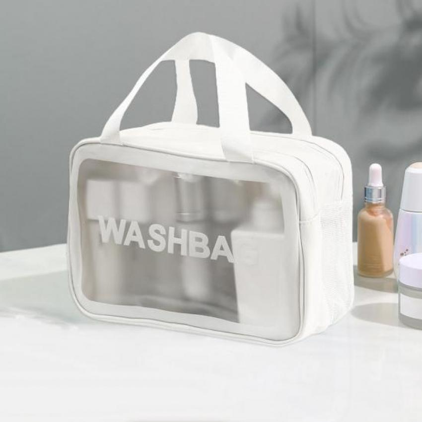 Сумка-косметичка з ручками прозора Washbag 25 см White (128674) - фото 2 Сумка-косметичка з ручками прозора Washbag 25 см White (128674) - фото 2