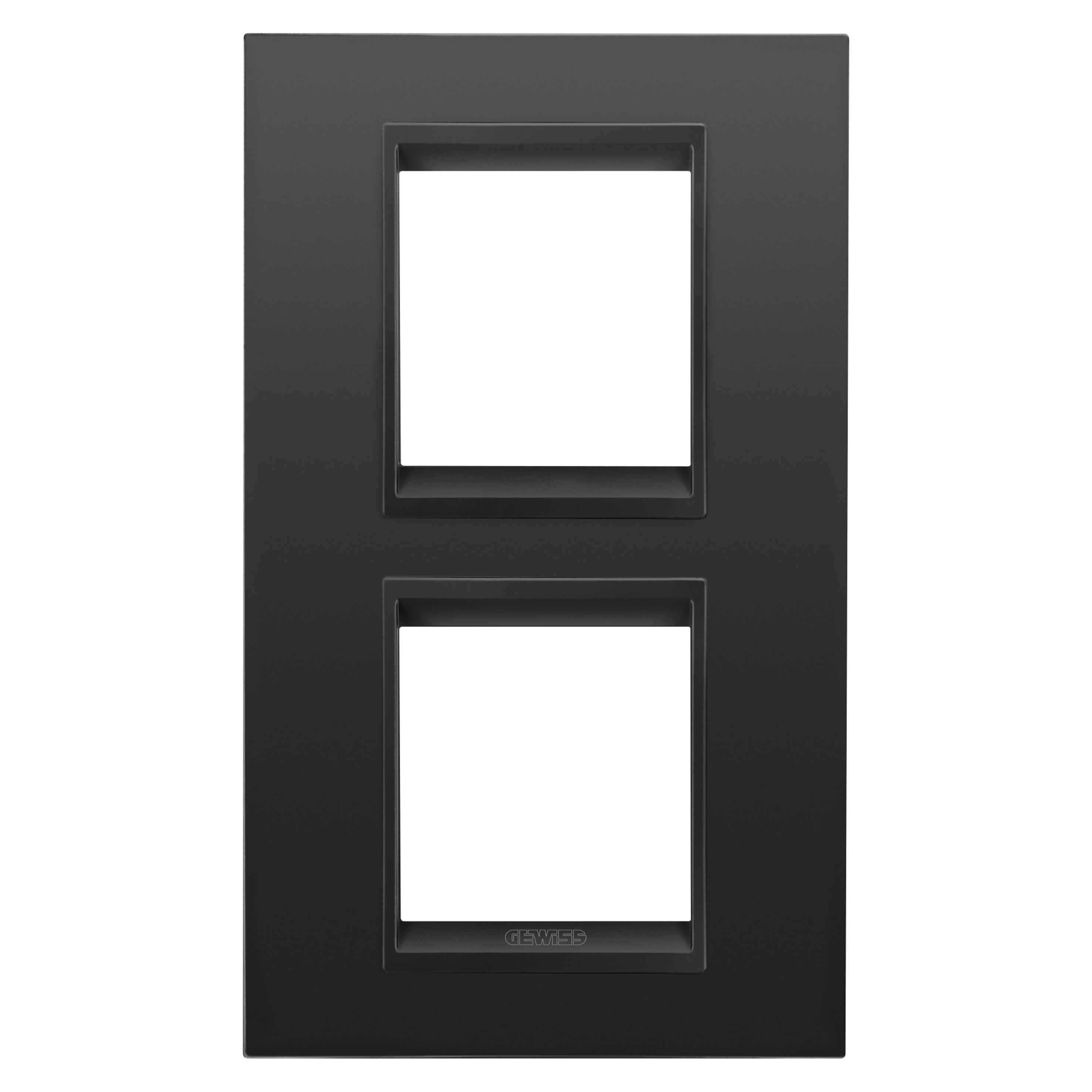Рамка двухместная Gewiss Chorusmart LUX вертикальная технополимер Черный сатиновый (GW16224XM)