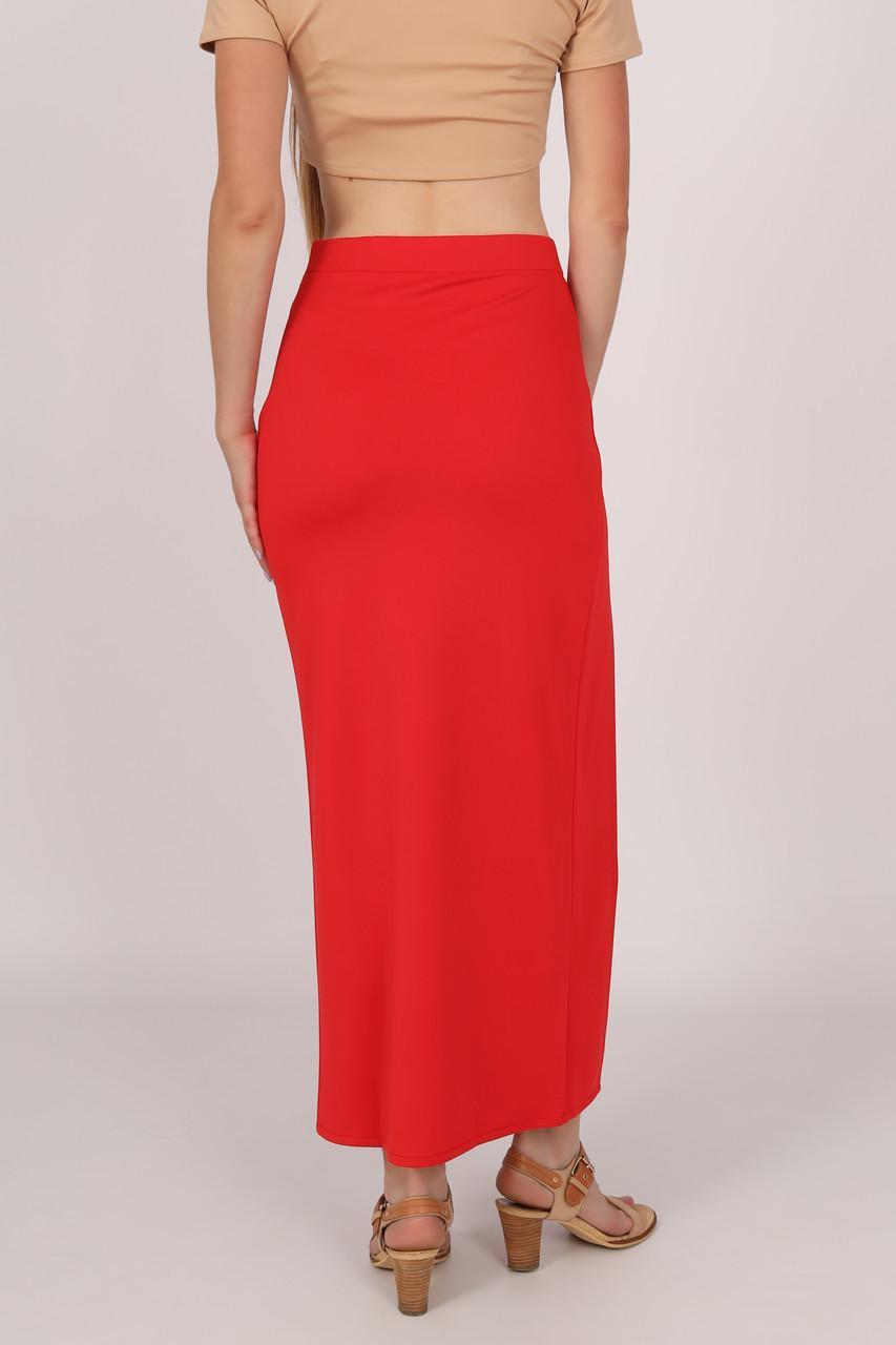 Юбка макси женская из трикотажа с разрезом на правой ноге однотонная р. 40 Красный (2206231427) - фото 2 Юбка макси женская из трикотажа с разрезом на правой ноге однотонная р. 40 Красный (2206231427) - фото 2
