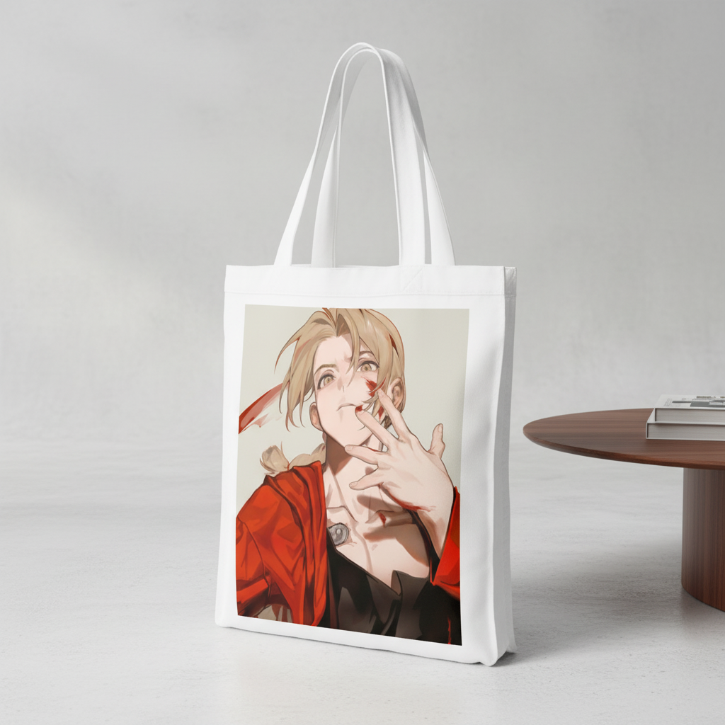 Сумка-шопер Fullmetal Alchemist Эдвард Элрик из габардина Белый (6743)