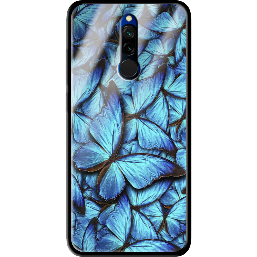Чехол Boxface Xiaomi Redmi 8 лазурные бабочки Черный силикон со стеклом (38411-up1550-39408)