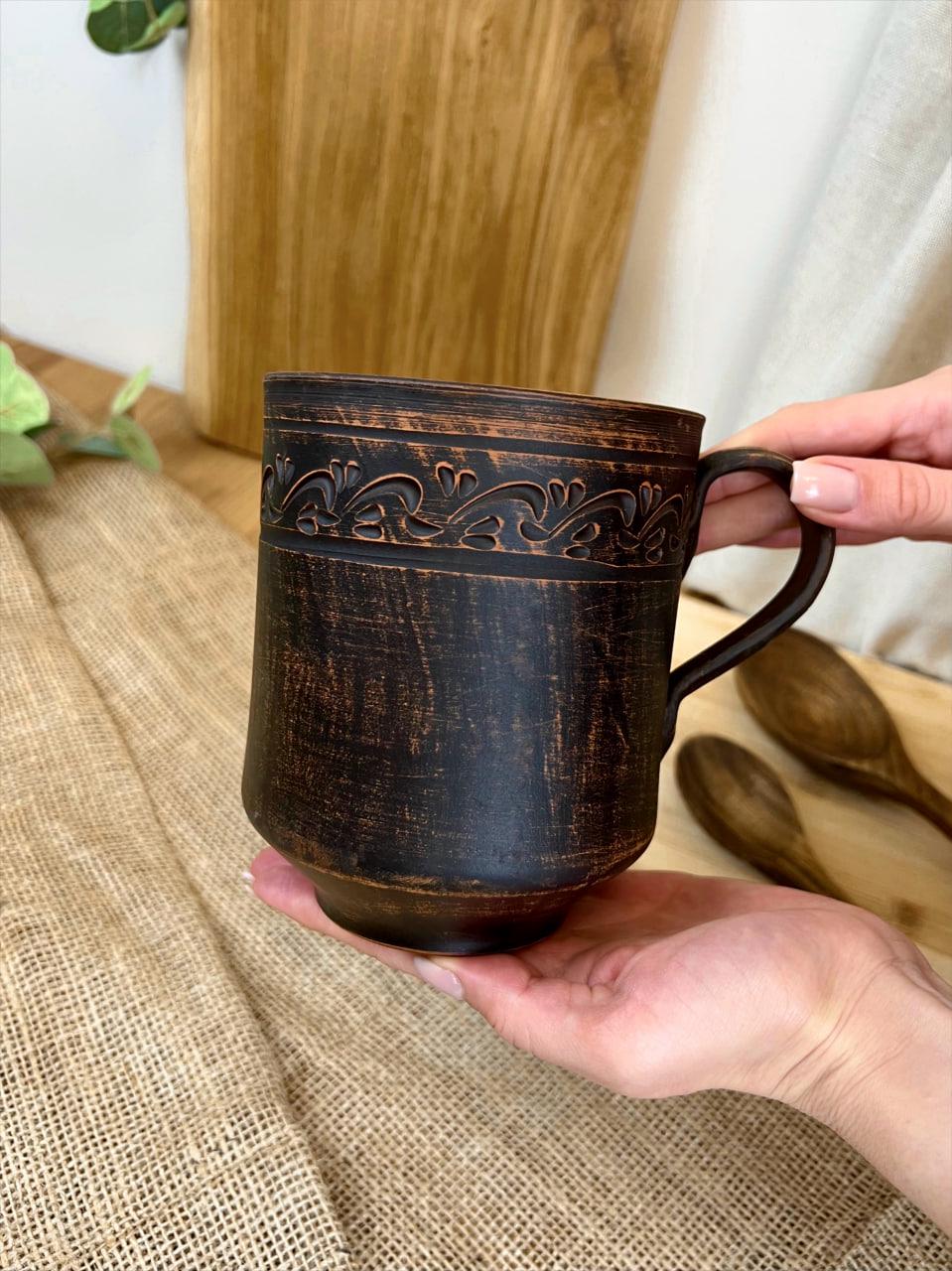 Кружка пивная керамическая глиняная резная декор 1 л (3000-4) - фото 3 Кружка пивная керамическая глиняная резная декор 1 л (3000-4) - фото 3