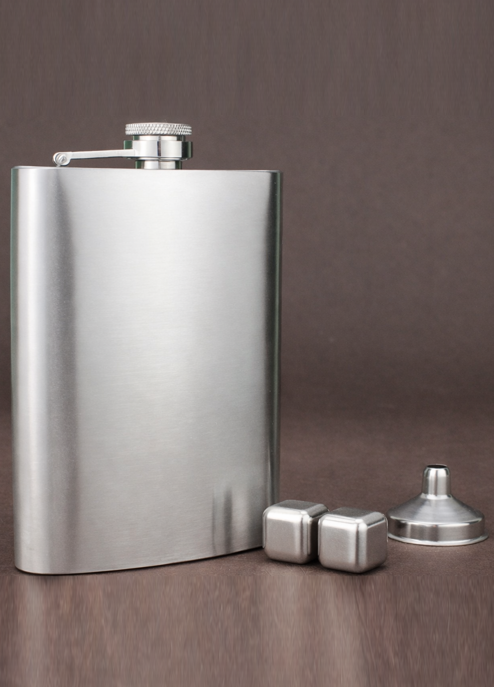 Набір металева фляга з лійкою та камінцями для віскі (21-0079)