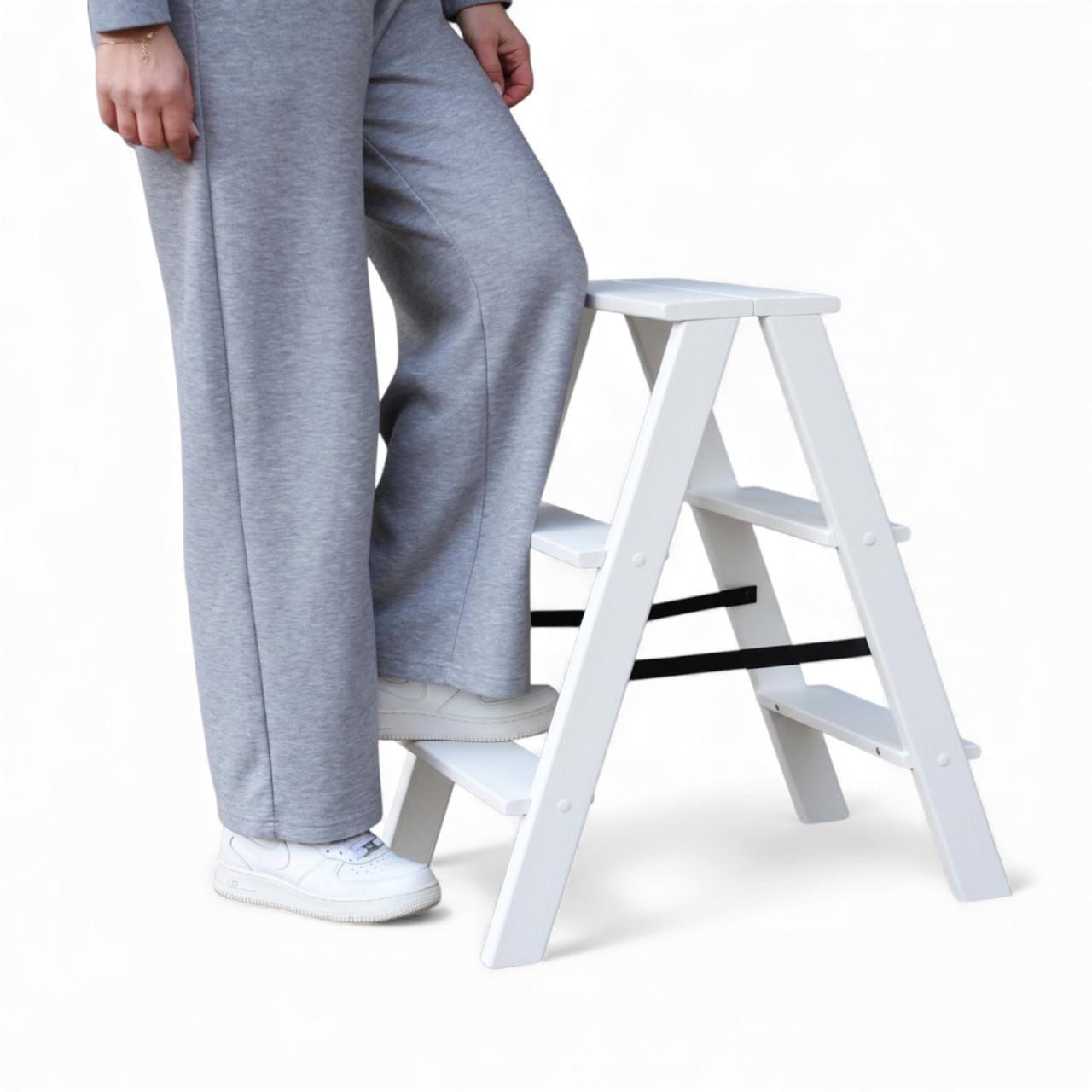 Табурет-лестница деревянный Студія Дерева Вільха Вестерн бытовой двухсторонний 3 ступеньки Белый (31002880) - фото 2 Табурет-лестница деревянный Студія Дерева Вільха Вестерн бытовой двухсторонний 3 ступеньки Белый (31002880) - фото 2