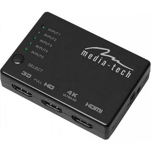 Сплиттер HDMI Media-Tech MT5207 5xports HDMI switch remote controlled 4K resolution support (574976)