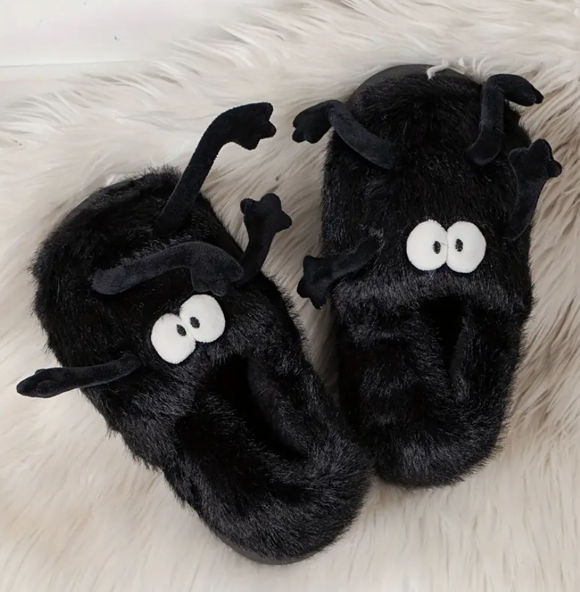 Тапочки игрушки плюшевые с лапками и ручками для дома р. 38-39 Черный - фото 1