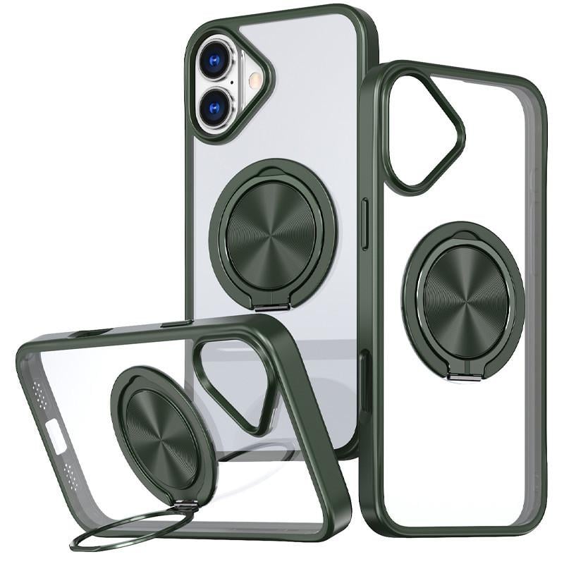 Протиударний чохол TPU+PC Metal Ring with MagSafe для Apple iPhone 16 (6.1") Зелений