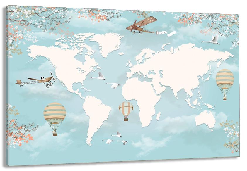 Картина на холсте в гостиную/спальню Карта мира 50х100 см (MLP_304)