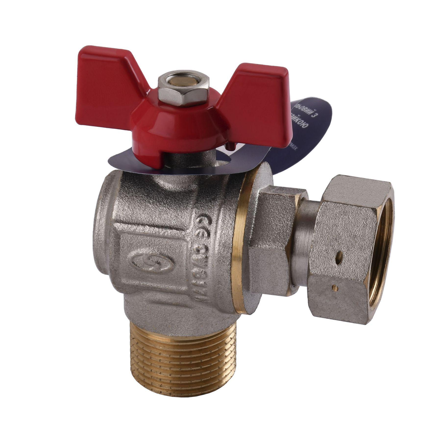 Кран шаровый угловой Solomon ЗВ PN40 160402 с накидной гайкой 3/4" (000012107)