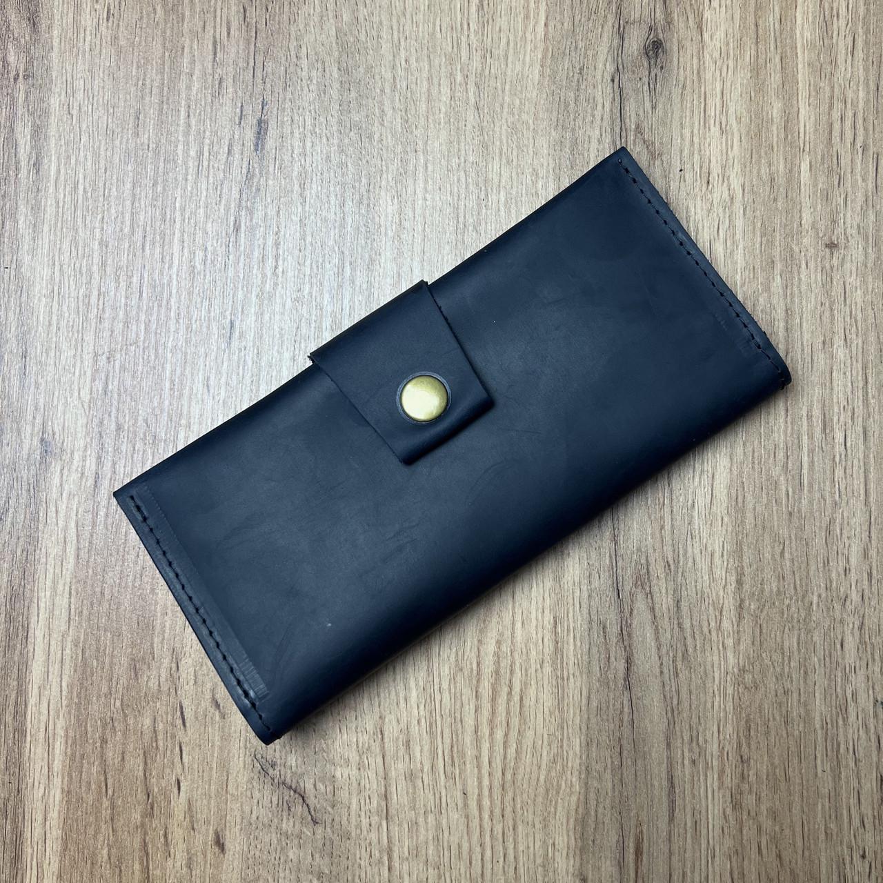 Кошелек из натуральной кожи 20 см Синий (b009-5)