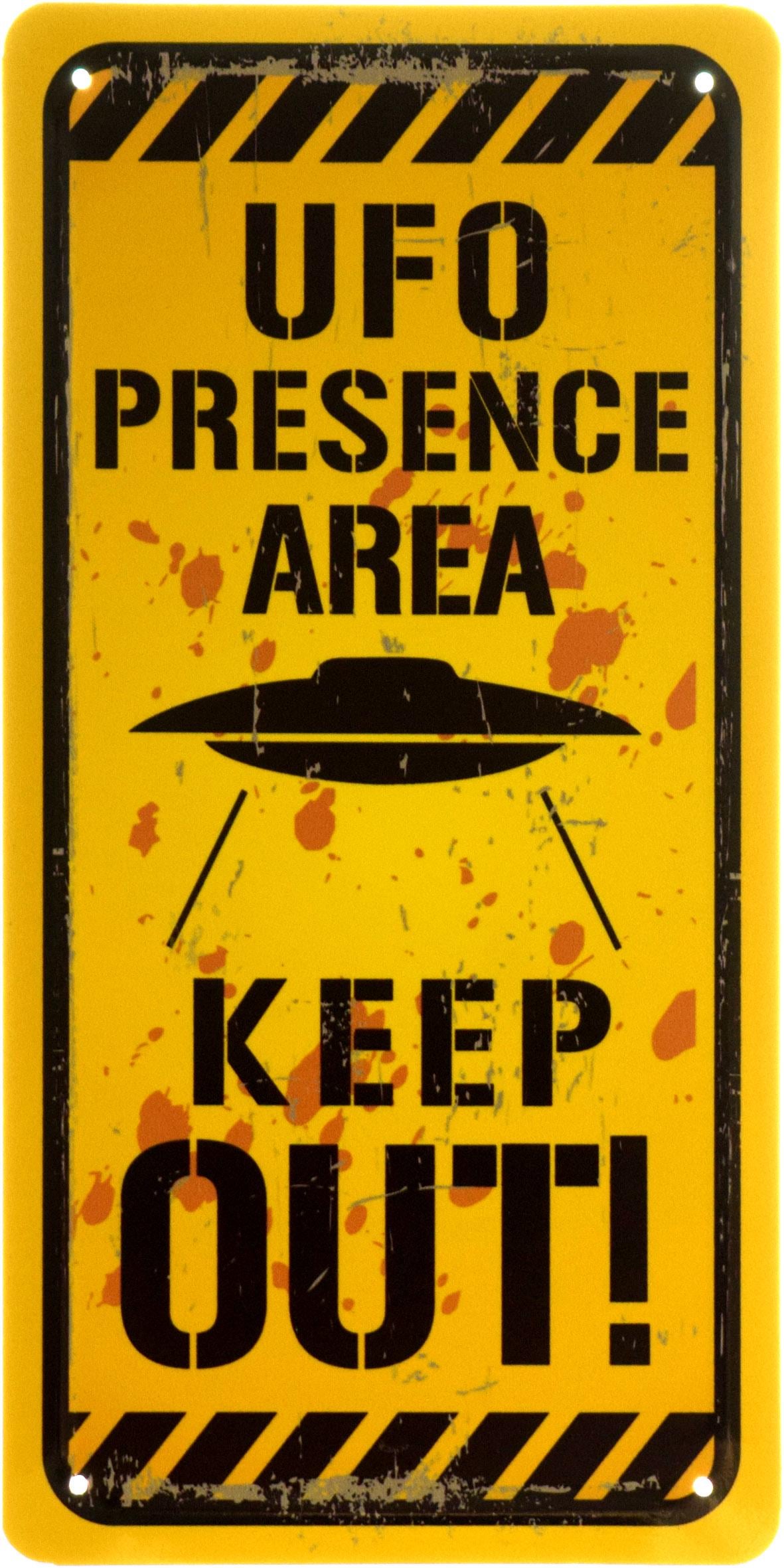 Табличка металлическая "UFO Presence Area Keep Out" 15x30 см (ms-103972)